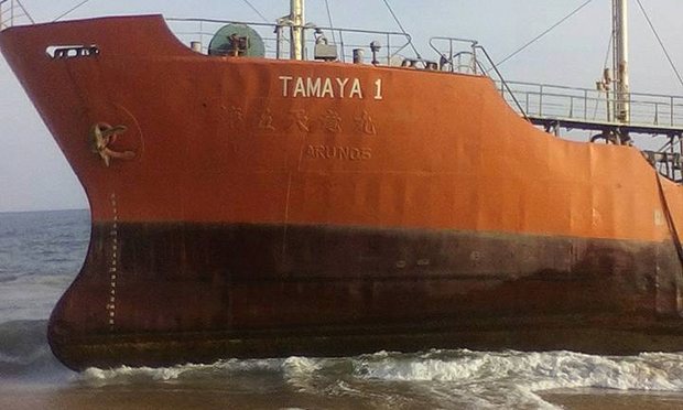 Oil tanker Tamaya 1 washes up on Liberia beach with no crew or lifeboats