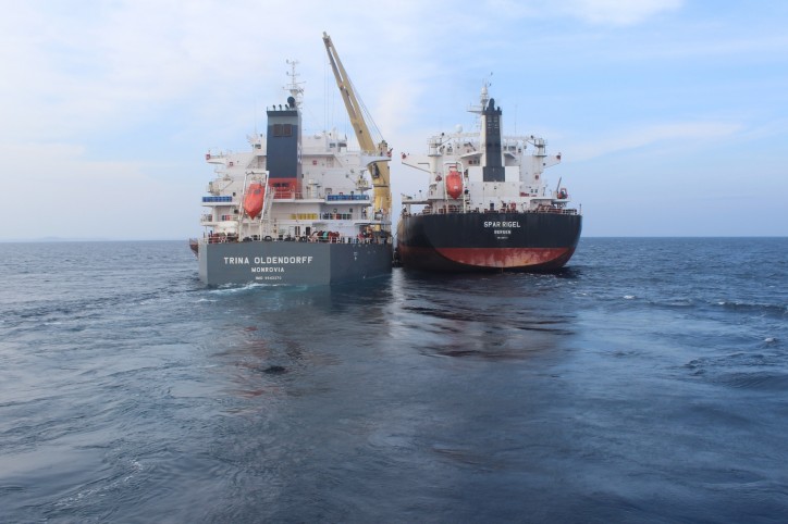 Oldendorff carries out successful transhipment operation in the deep, protected water of the Andaman Islands, Bay of Bengal