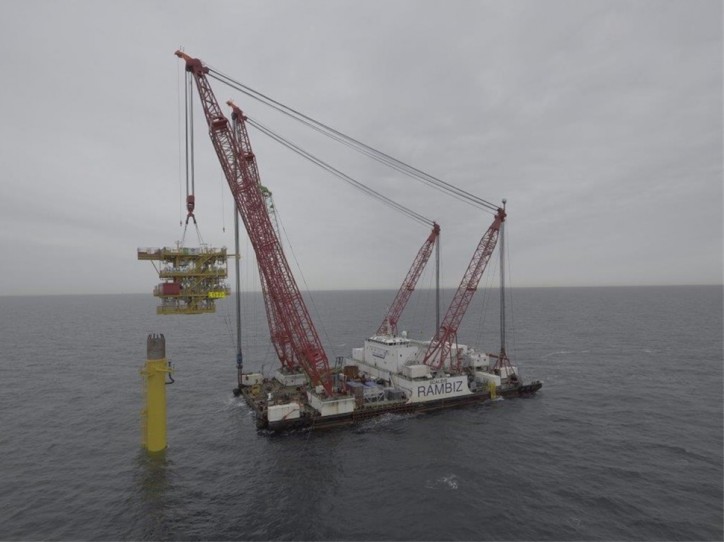 Spotted: Rambiz, Scaldis' heavy lift vessel, successfully installed the unmanned gas platform L13-FI for NAM