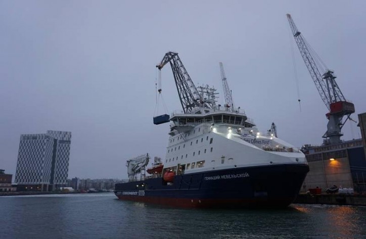 The Icebreaking Supply Vessel Gennadiy Nevelskoy delivered at Arctech Helsinki Shipyard