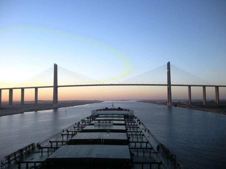 Capesize bulk carrier transiting the Suez