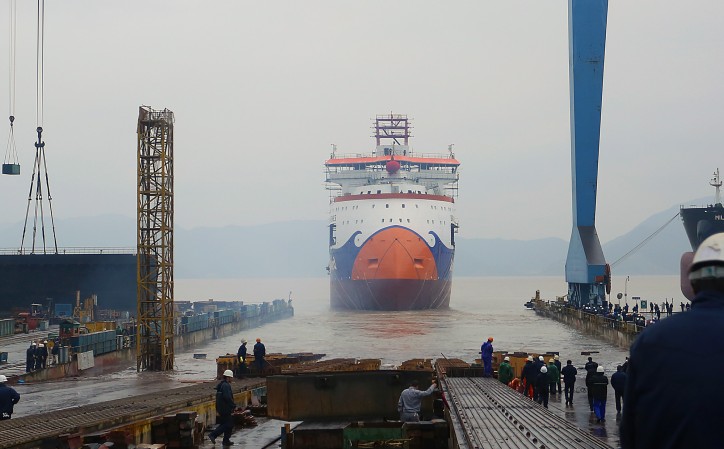 Video: Launch of Bravenes subsea rock installation vessel