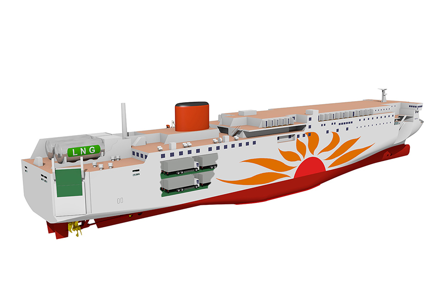 Mitsubishi Shipbuilding Signed a Contract with MOL for the First LNG-Fueled Ferry Built in Japan