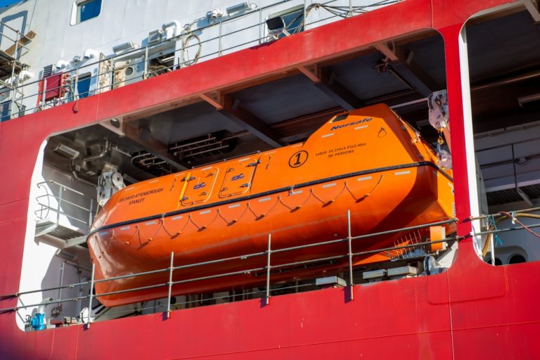 RRS Sir David Attenborough Lifeboats Secured For Sea