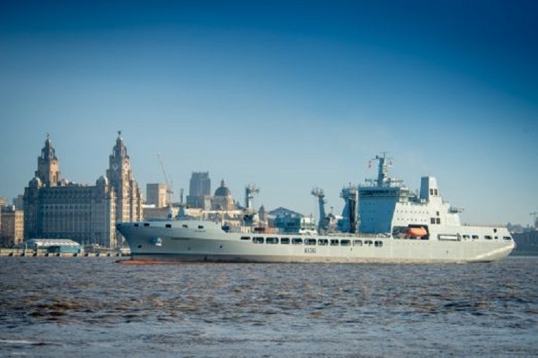 RFA Tidespring Enters The Mersey After First Docking Period