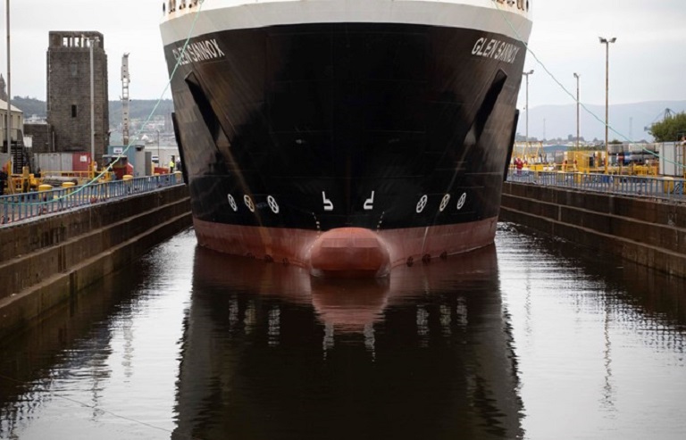 MV Glen Sannox in dry dock on major step to completion