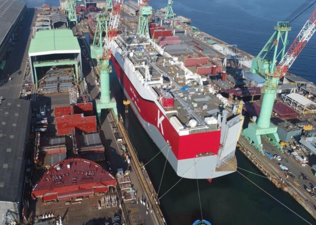 K Line’s new LNG-fuelled car carrier launched at Tadotsu Shipyard