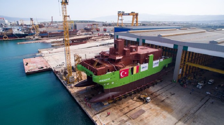 Launch of DEME’s first ever service operation vessel Groene Wind