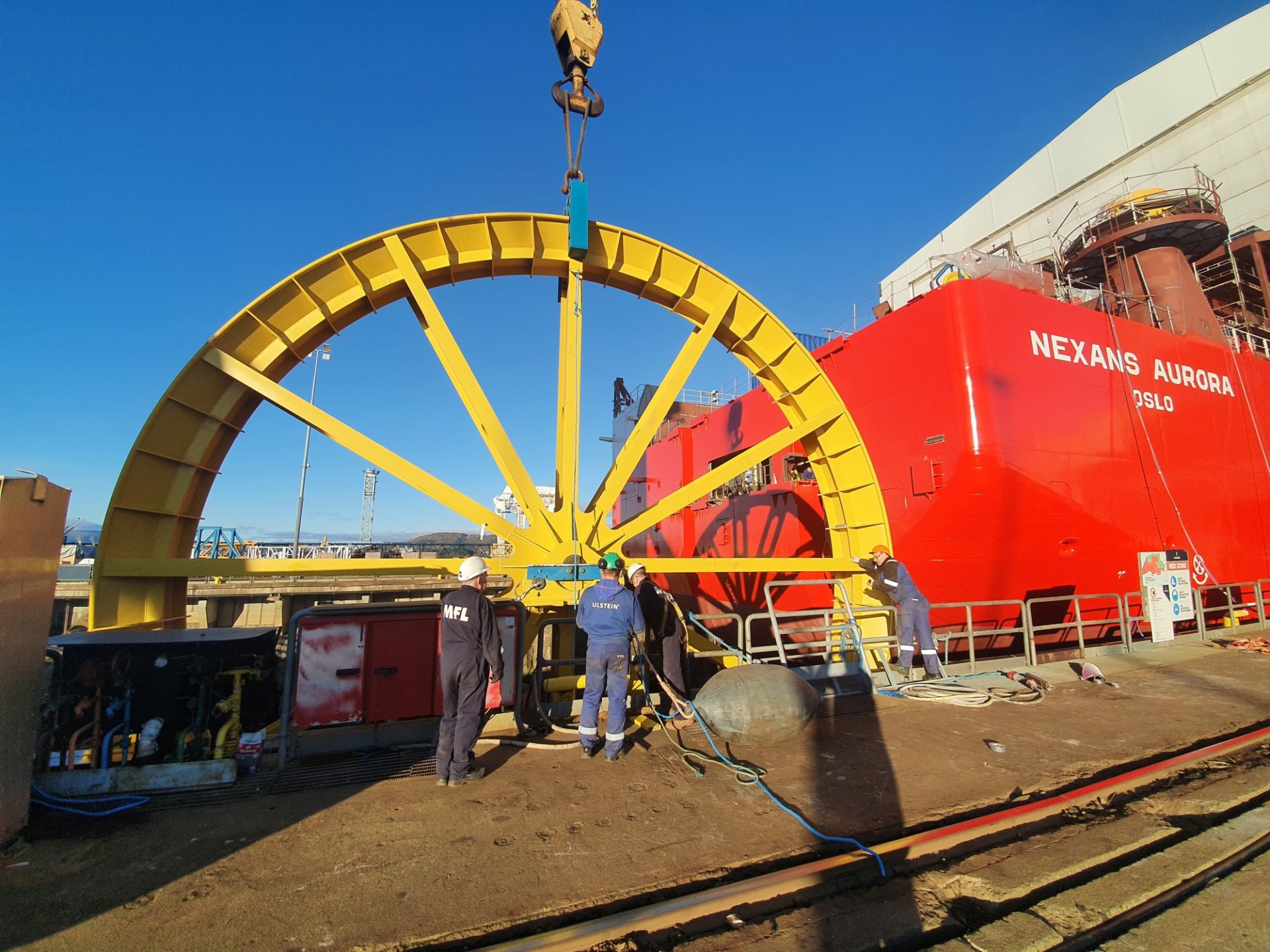 Spotted: Installation of cable lay equipment commences on Nexans Aurora