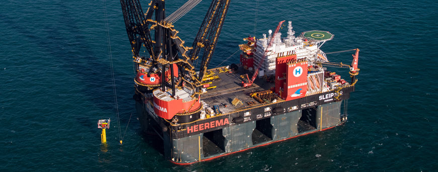 The world’s largest semi-submersible crane vessel Sleipnir installs Dana Petroleum’s P11-unity platform