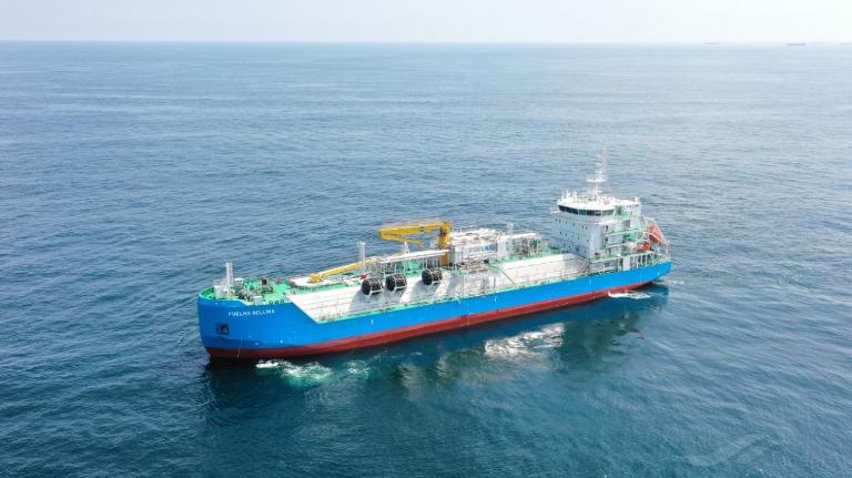 K-LINE commenced technical management of Singapore’s first LNG Bunkering Vessel FUELNG BELLINA