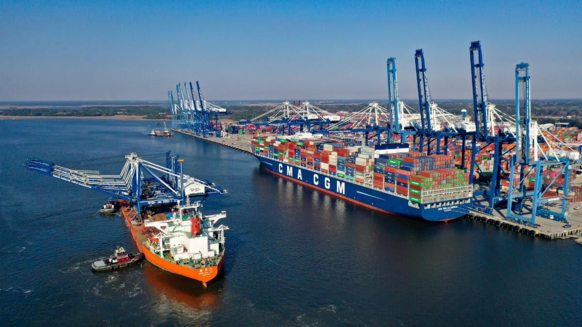 Two ship-to-shore cranes arrive at Wando Welch Terminal