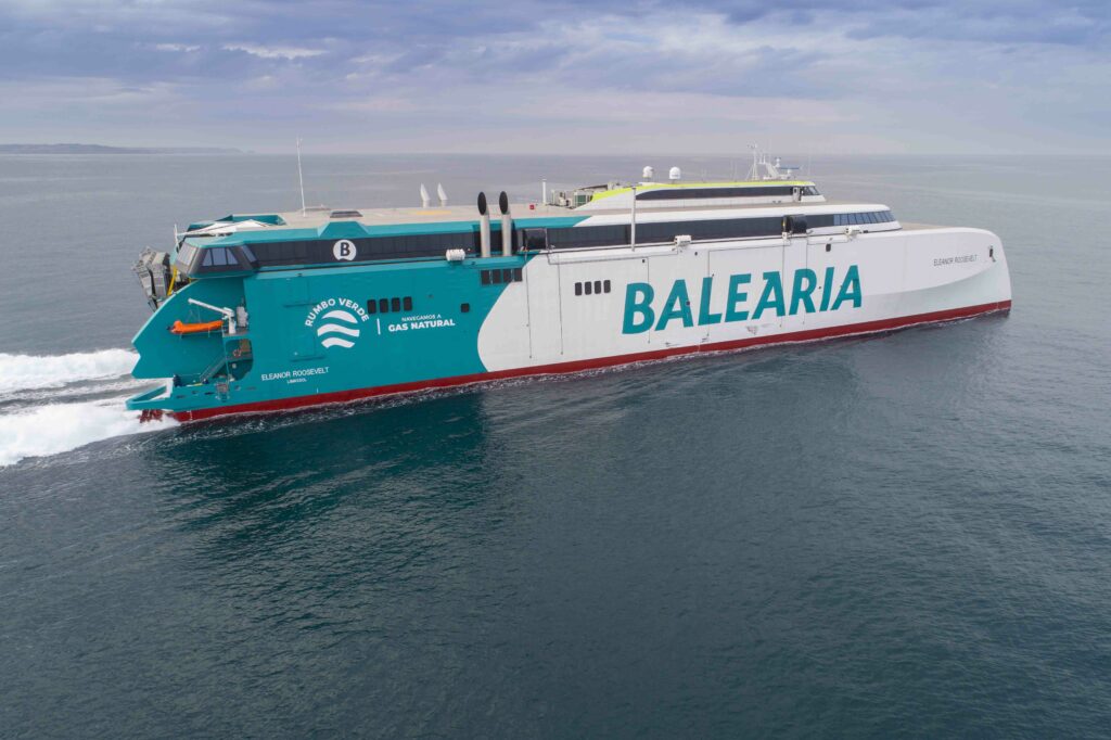 Baleària LNG-powered fast ferry starts sea trials