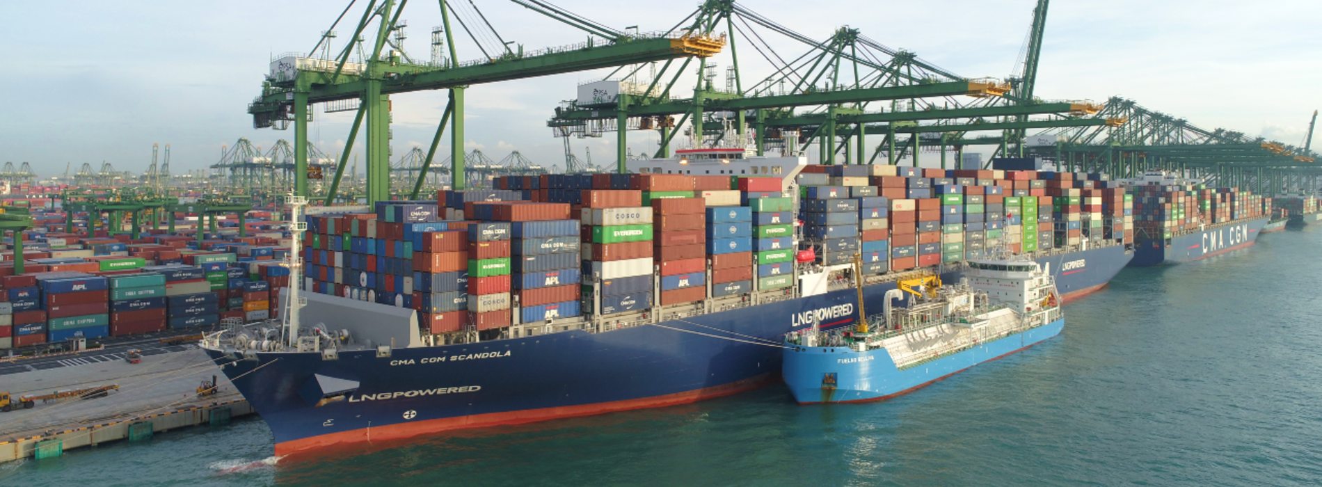 Asia’s First Ship-to-Containership LNG Bunkering undertaken by CMA CGM and FueLNG at the Port of Singapore
