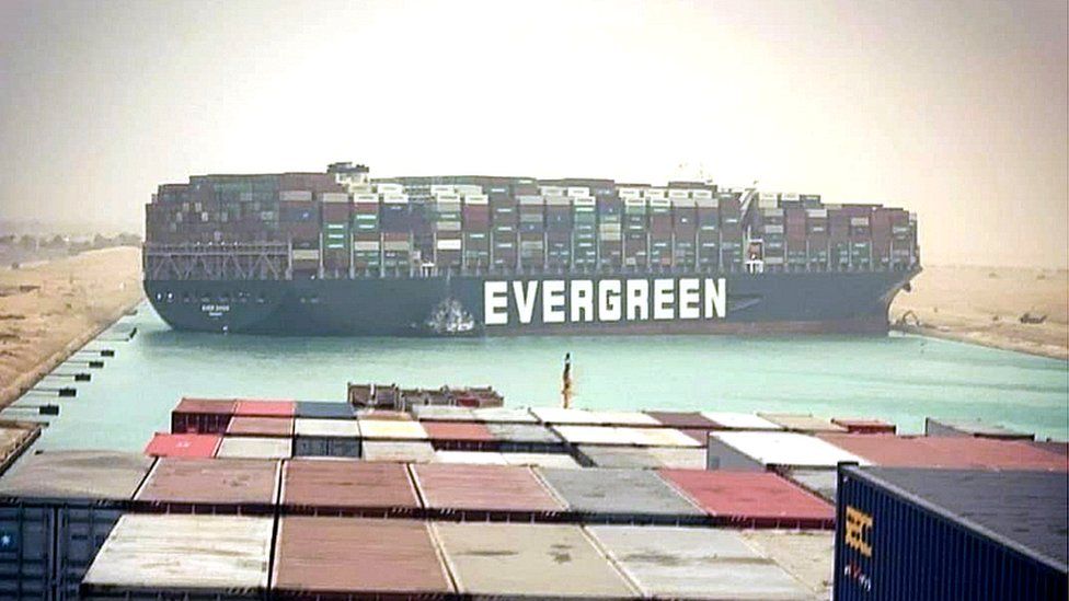 ever given container ship blocks suez canal due to ghuts wind