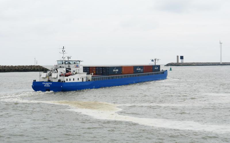 Estuary container shipping on the rice in Zeebrugge
