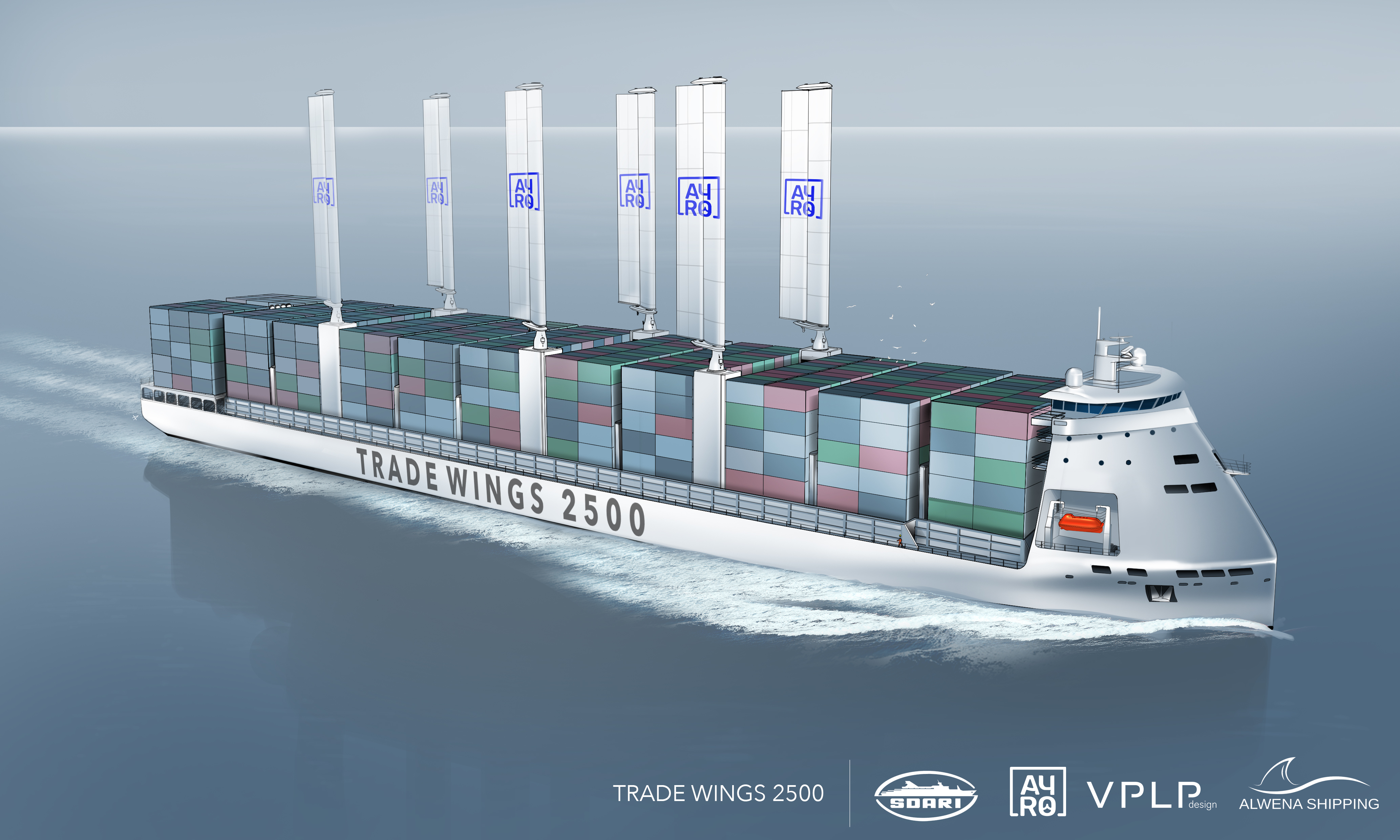 Innovative 2,500 TEU Container Vessel “Trade Wings 2,500” from VPLP Design, Alwena Shipping, SDARI and AYRO receives Approval in Principle from Bureau Veritas