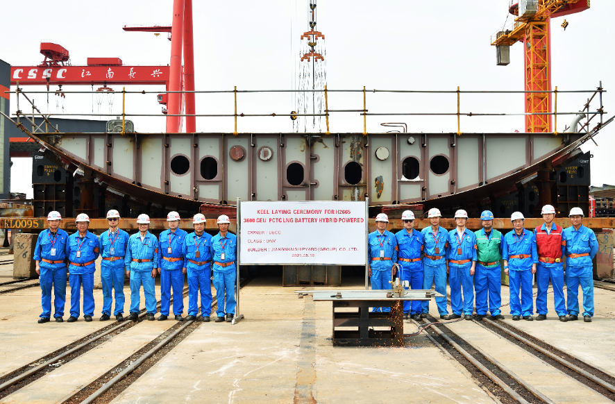 Keel-laying milestone for UECC’s third LNG battery hybrid PCTC