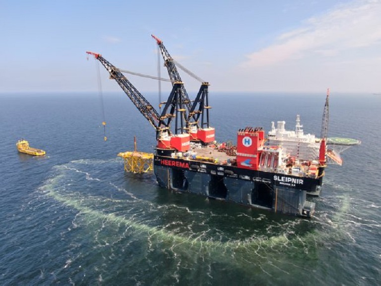 Sleipnir installs jacket for the Hollandse Kust Zuid wind farm