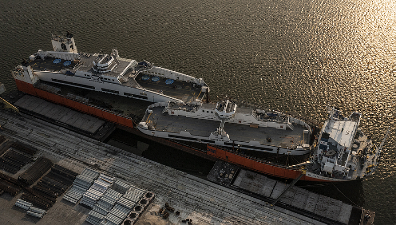 North America’s first all-electric car ferries depart Damen Shipyards Galati for Ontario, Canada