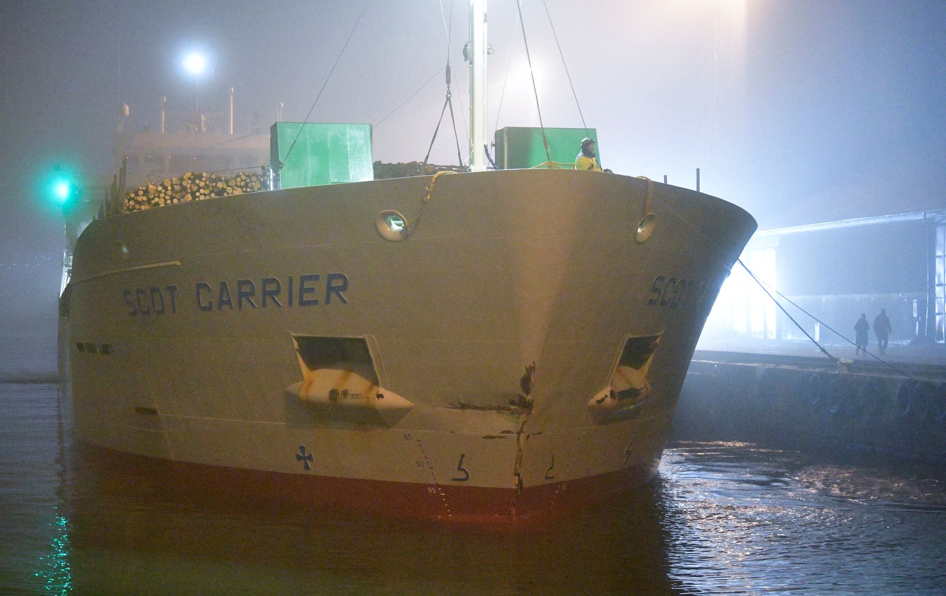 Two crewmembers detained after the fatal collision between cargo ship Scot Carrier and hopper barge Karin Hoj