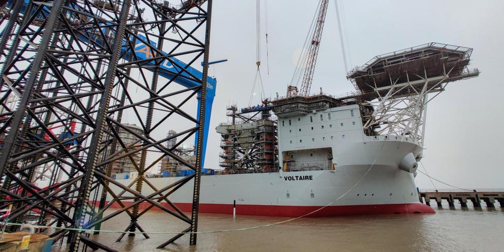 Jan De Nul launched the world’s tallest Next Generation Jack-Up Installation Vessel Voltaire