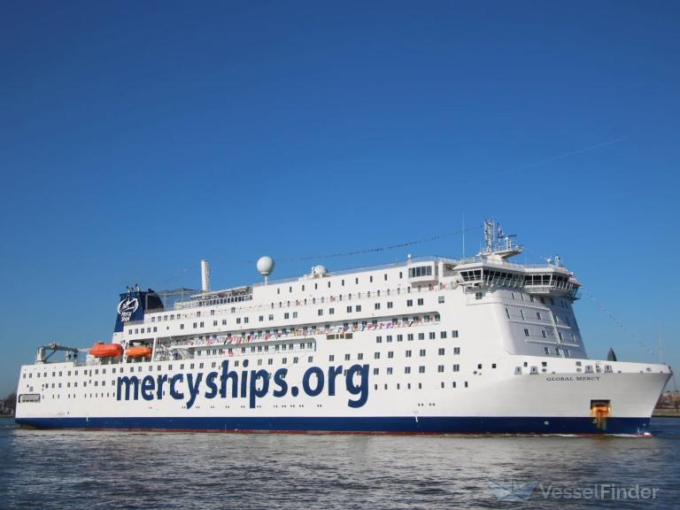 The world’s largest civilian hospital ship Global Mercy makes its way to Senegal in May