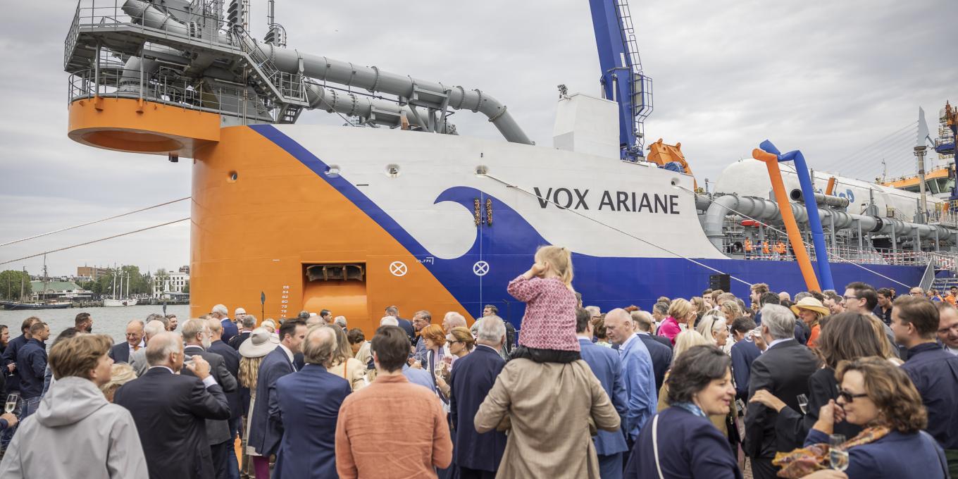 Van Oord celebrates christening of trailing suction hopper dredger Vox Ariane