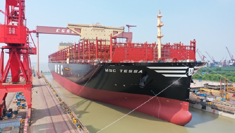 World's largest container ship undocked in Shanghai