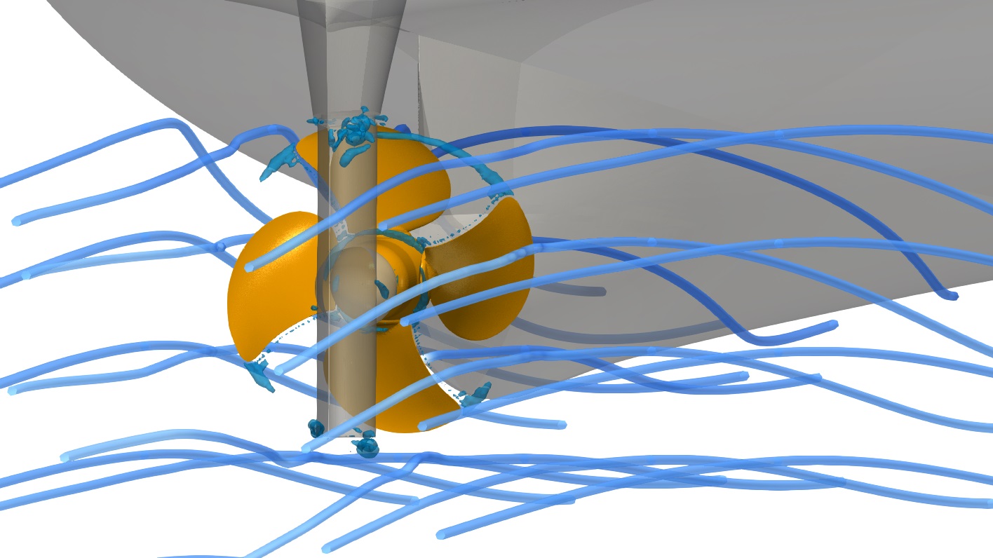 Caption: Vertical streamline components at SCHOTTEL ControllablePropeller (SCP)