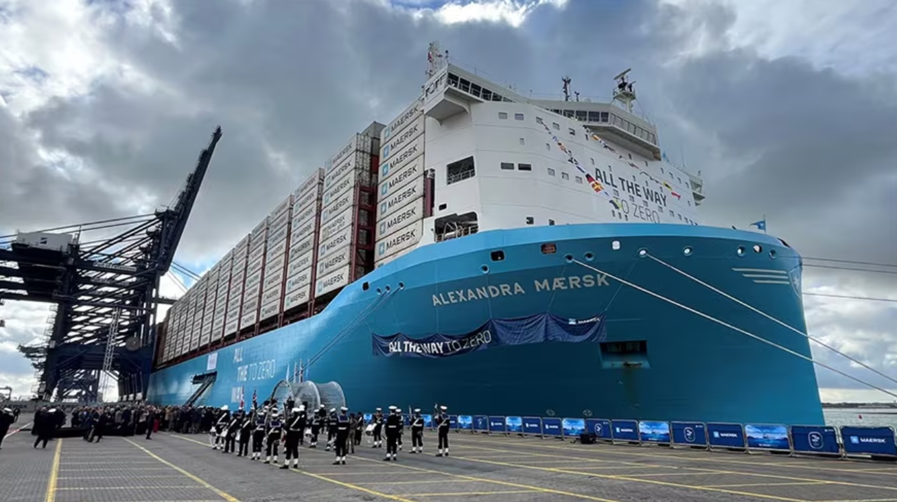 Maersk names latest vessel of its dual-fuel methanol fleet Alexandra Mærsk in Felixstowe