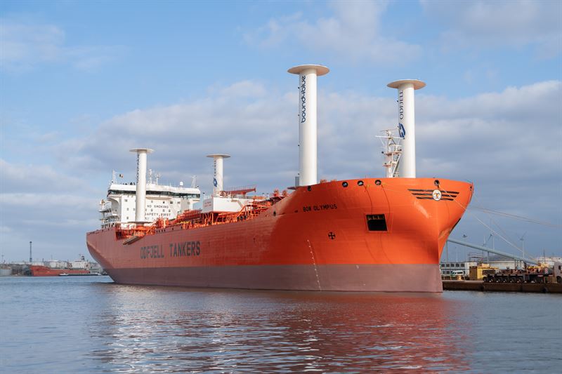 The first Odfjell vessel is equipped with bound4blue suction sails