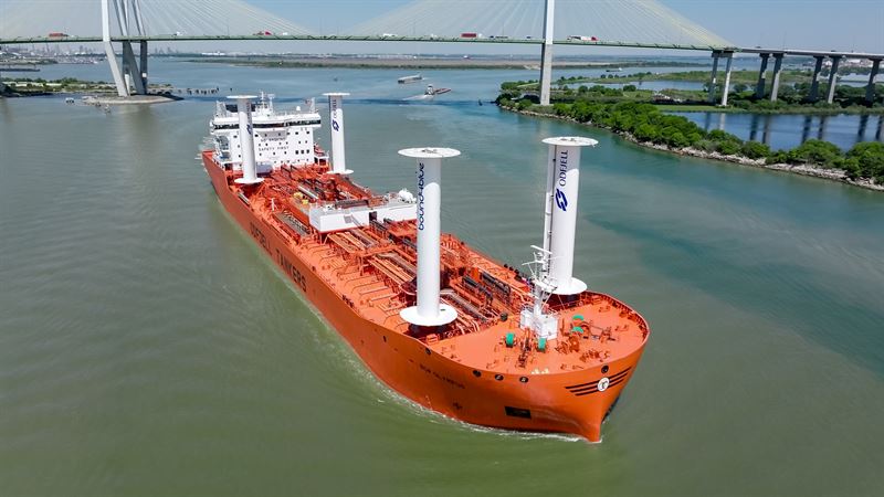 Odfjell completes first near carbon-neutral transatlantic voyage using sails and biofuel, saving five tons of fuel every day and improving GHG intensity by 85%