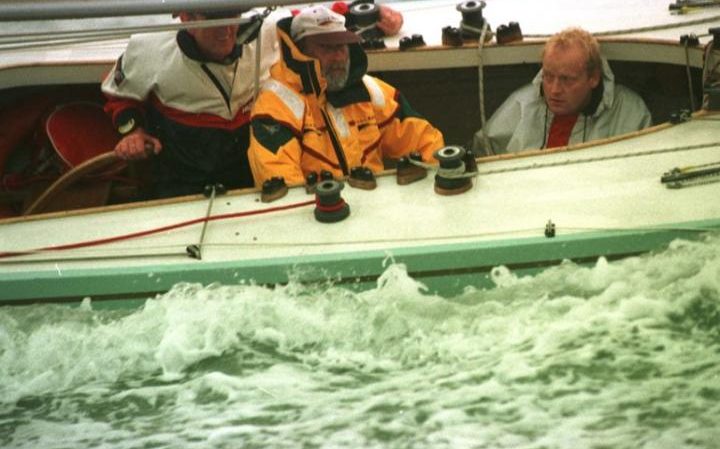 Prince Michael of Kent battles through rough seas in his Keelboat 'Dolphin'