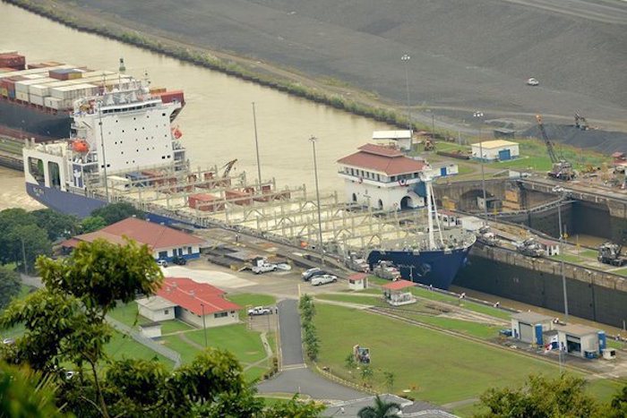 MV Isla Bella passes through the Panama Canal