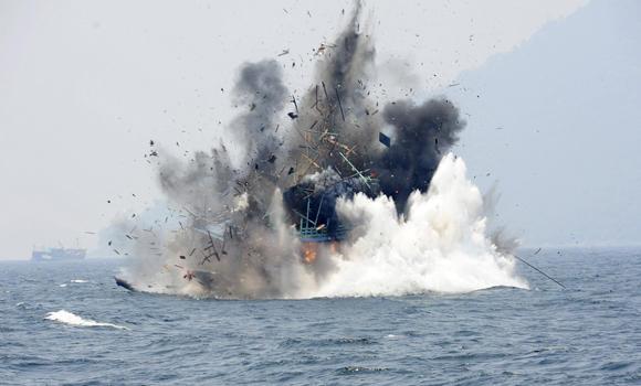 A senior official at the Indonesian maritime affairs ministry said that five of the fishing boats have been blown up with dynamite while the others have been scuttled.