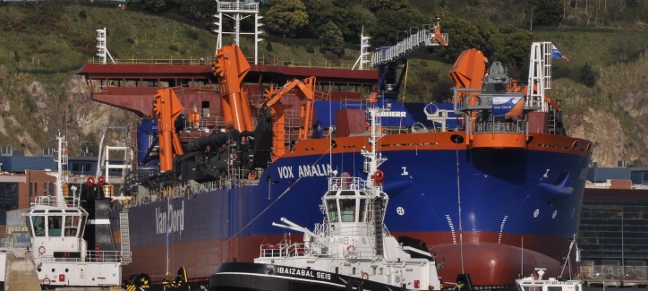 Van Oord Launches Trailing Suction Hopper Dredger Vox Amalia at the LaNaval shipyard in Bilbao, Spain