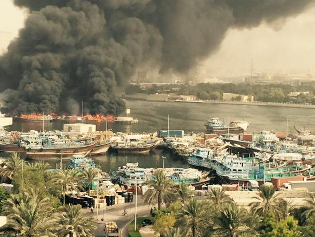 Major fire at Dubai Creek, Several ships burst into flames