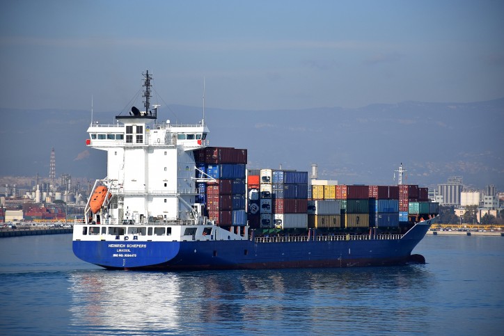 Container ship Heinrich Schepers aground in St Petersburg, Russia