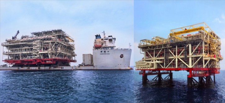 COSCO SHIPPING Heavy Transport: Three platforms installed offshore U.A.E. within 5 weeks