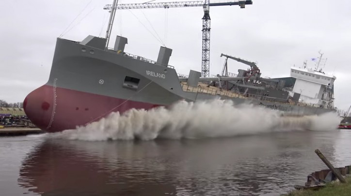 Cement Carrier Ireland launched at Ferus Smit Shipyard (Video)
