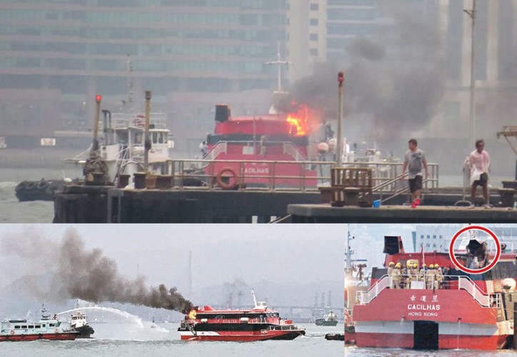 Hong Kong high-speed ferry on fire