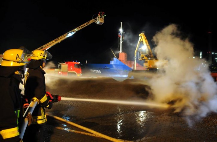 Cargo ship Ventura caught fire while docked at Kiel, Germany