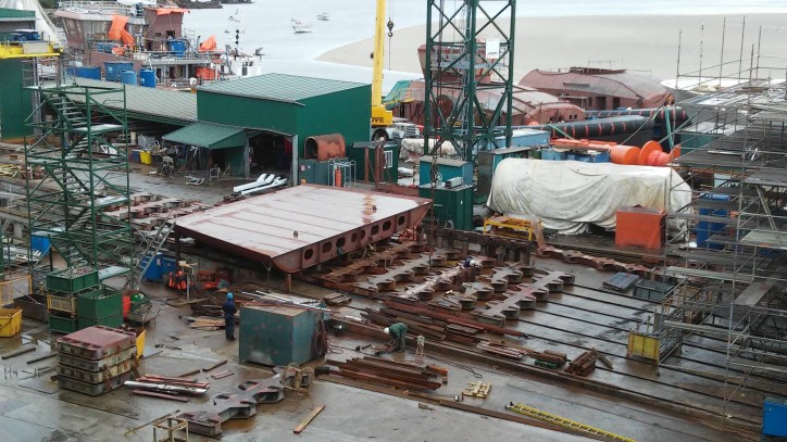 Gondan Shipyard lays the keel of new Østensjø SOV for DONG wind farm