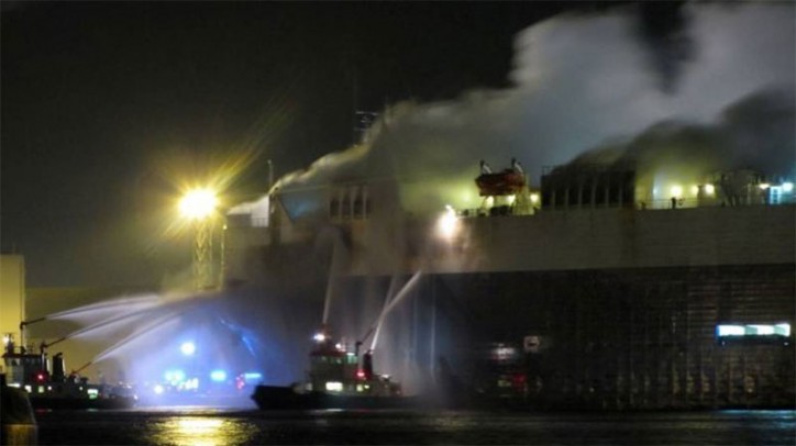 Fire erupts on board car carrier Silver Sky at port of Antwerp