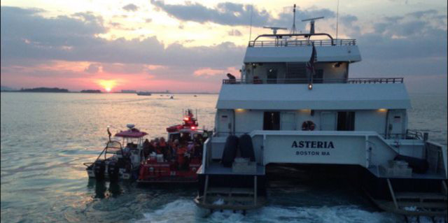 Boston Harbor wedding cruise ship Asteria runs aground