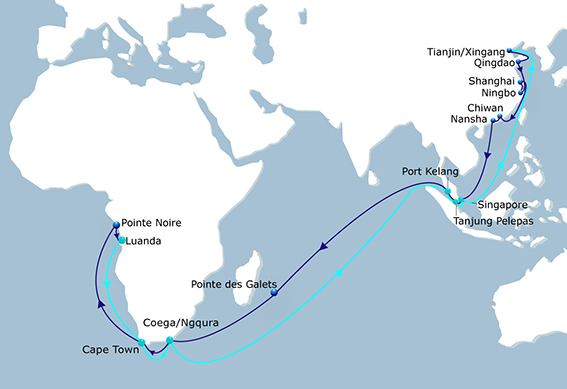 Port rotation in the CMA CGM ASAF Service