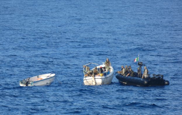 EU NAVFOR’s Italian ship Virginio Fasan chases and captures suspected pirates