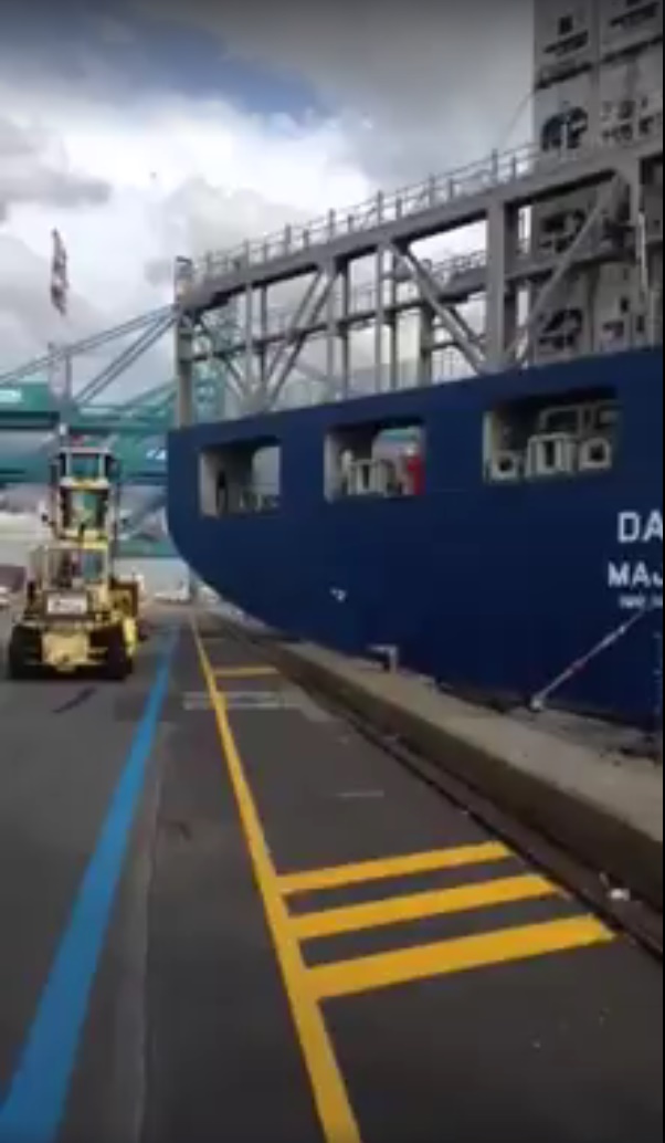 Mega container ship Dali Allided with berth at Port of Antwerp
