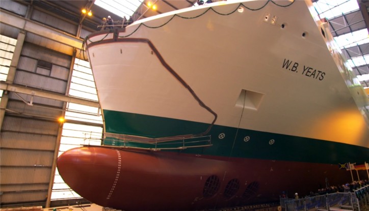 New Irish Ferries Cruise Ferry W.B. Yeats named at launch event in Germany (Video)